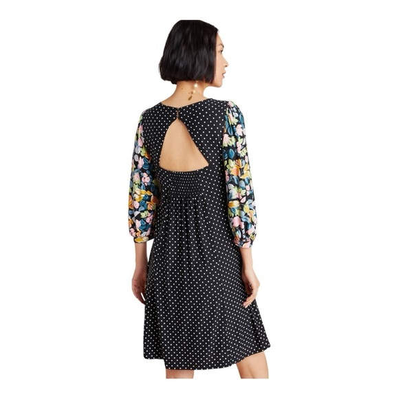 Maeve By Anthropologie Sawyer Balloon-Sleeve Tunic Floral Polka Dot Mini Dress - Picture 4 of 10